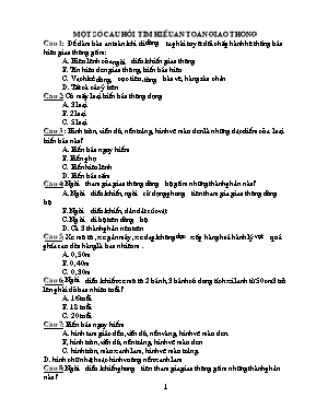 Một số câu hỏi tìm hiểu an toàn giao thông